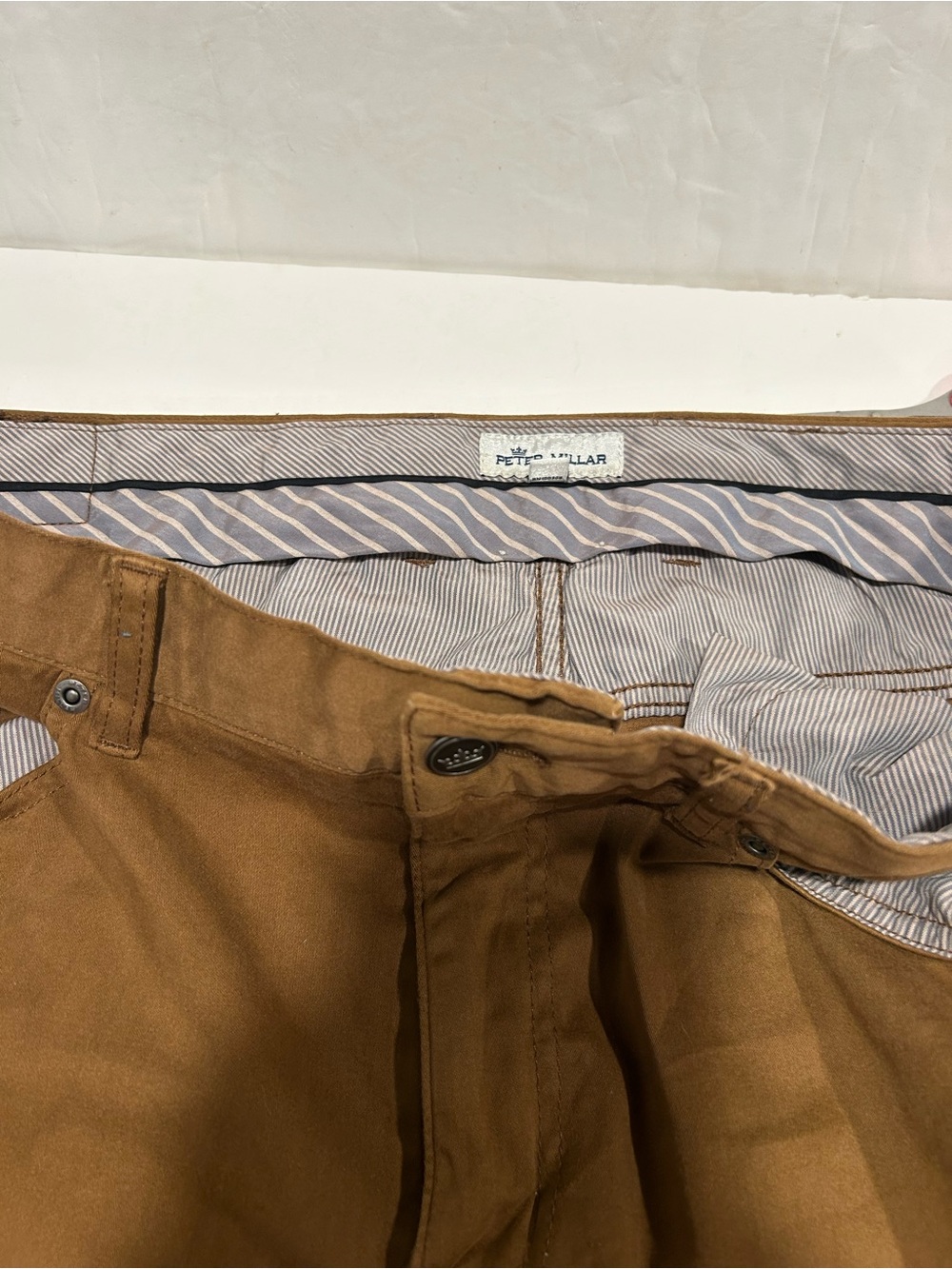 Peter Millar Crown Ultimate Sateen 5-Pocket Pants Chestnut Brown Men's Size 35 - Picture 9 of 13